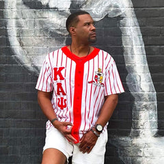 Kappa Pinstripe Button Up Baseball Jersey