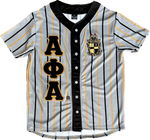 Alpha Grey Pinstripe Button Up Baseball Jersey