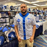 Sigma White Pinstripe Button Up Baseball Jersey