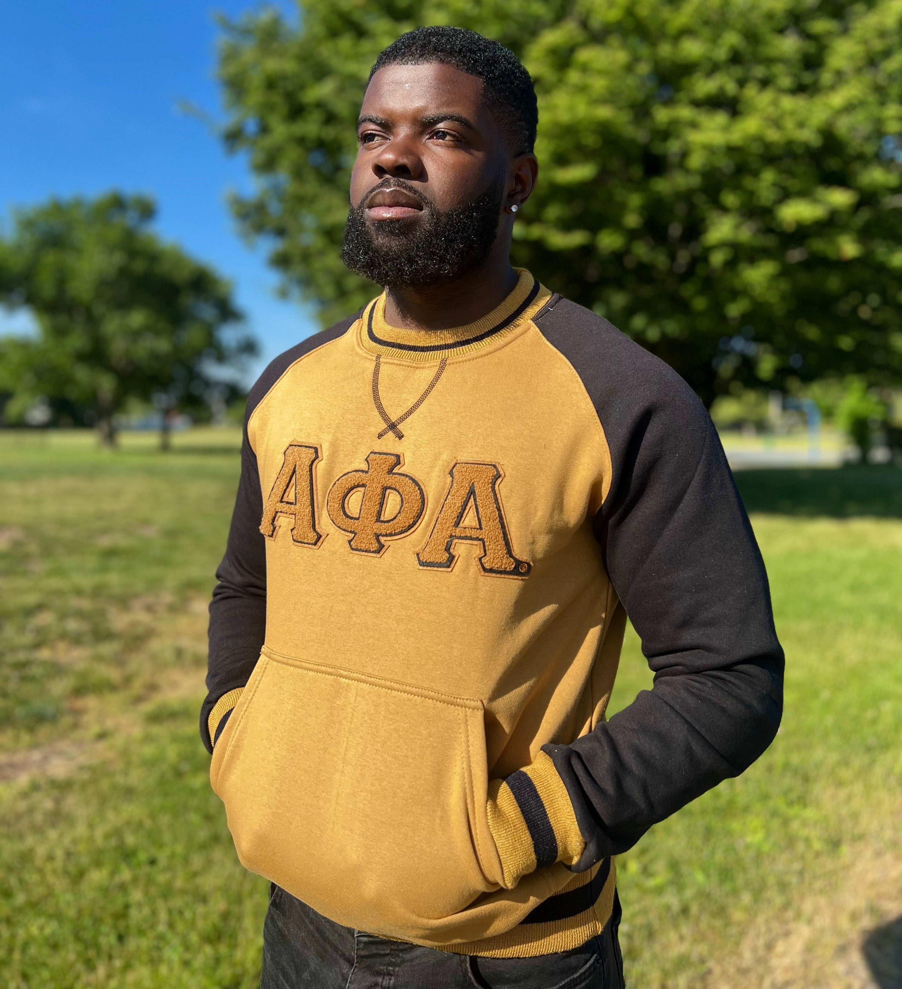 Alpha Black Gold Chenille Crewneck