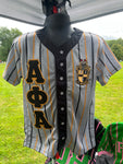 Alpha Grey Pinstripe Button Up Baseball Jersey