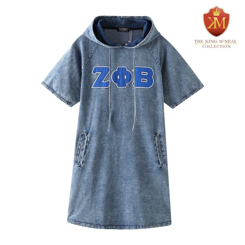 Zeta Denim Hoodie Dress With Pockets