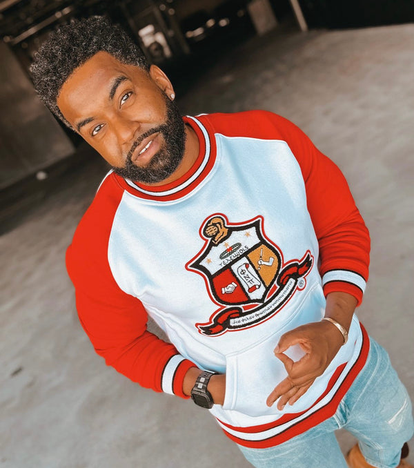 Kappa White/Red Crest Chenille Crewneck