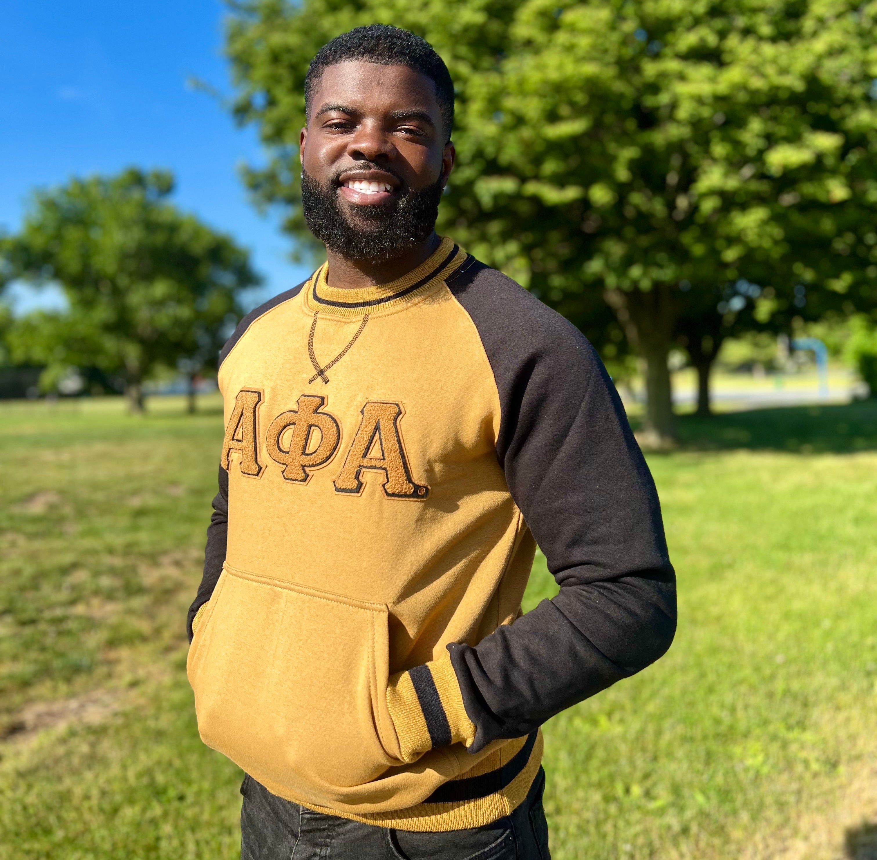 Alpha Black Gold Chenille Crewneck