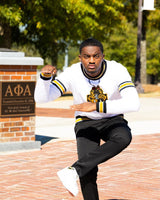 Alpha White Crest Chenille Crewneck