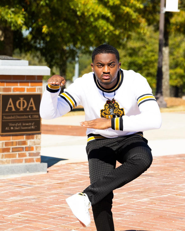 Alpha White Crest Chenille Crewneck