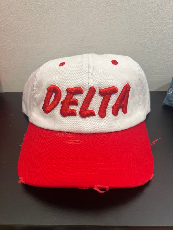 “Delta” Delta Sigma Theta White & Red Hat
