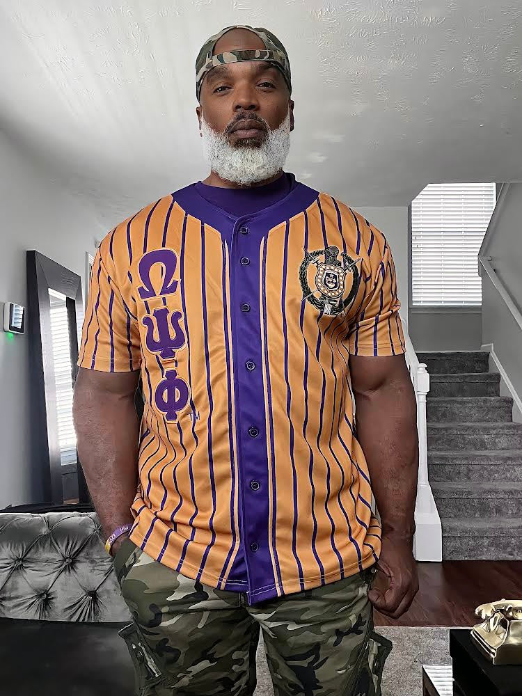 Omega Gold Pinstripe Button Up Baseball Jersey