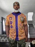 Omega Gold Pinstripe Button Up Baseball Jersey