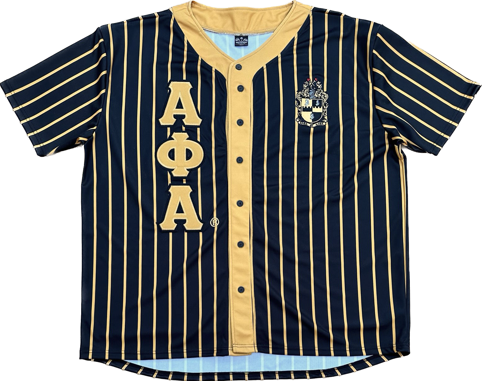 Alpha Black Pinstripe Button Up Baseball Jersey