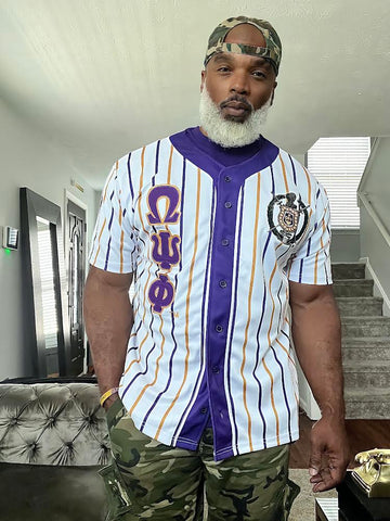 Omega White Pinstripe Button Up Baseball Jersey