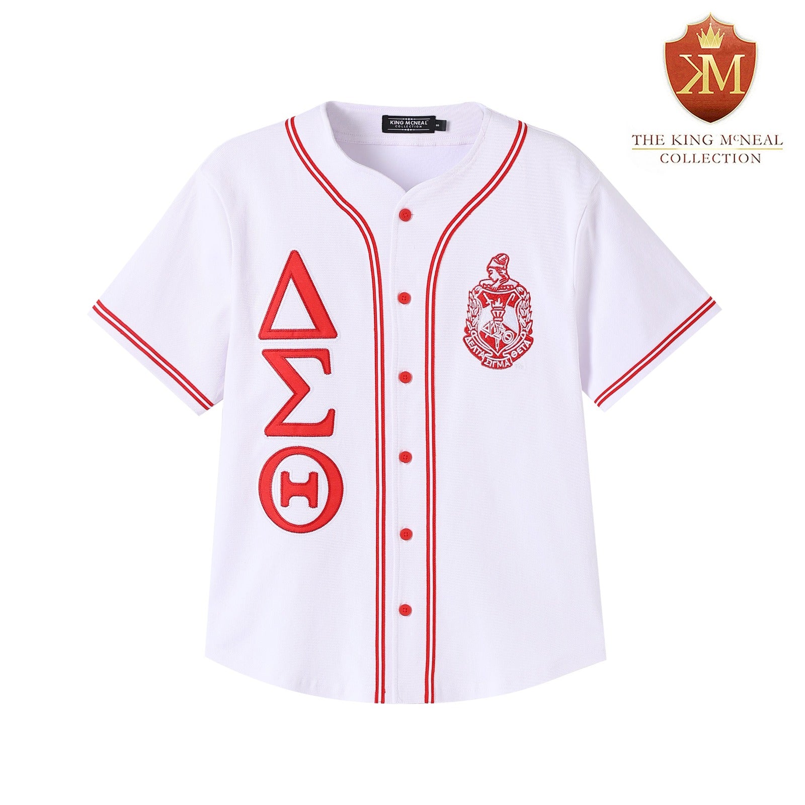 Delta White Button Up Baseball Jersey
