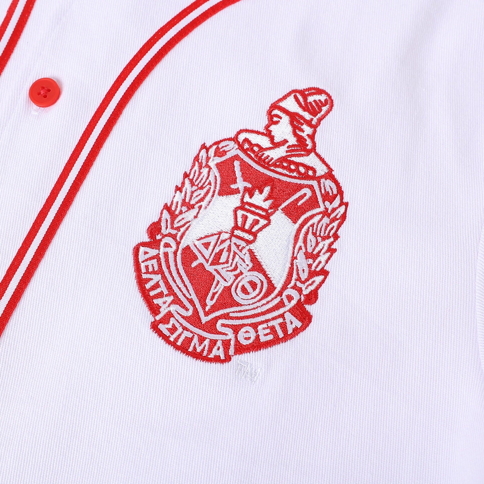 Delta White Button Up Baseball Jersey