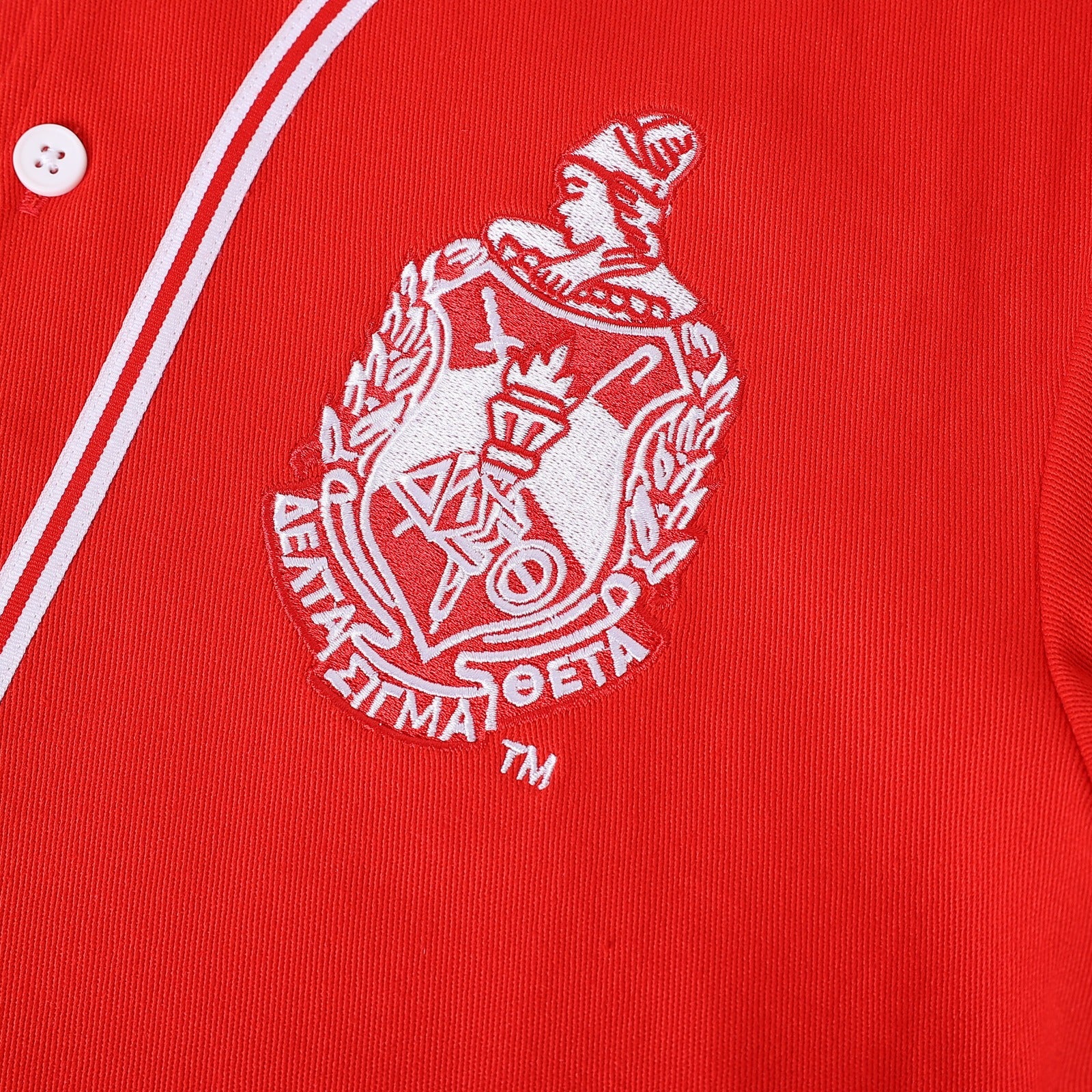 Delta Red Button Up Baseball Jersey