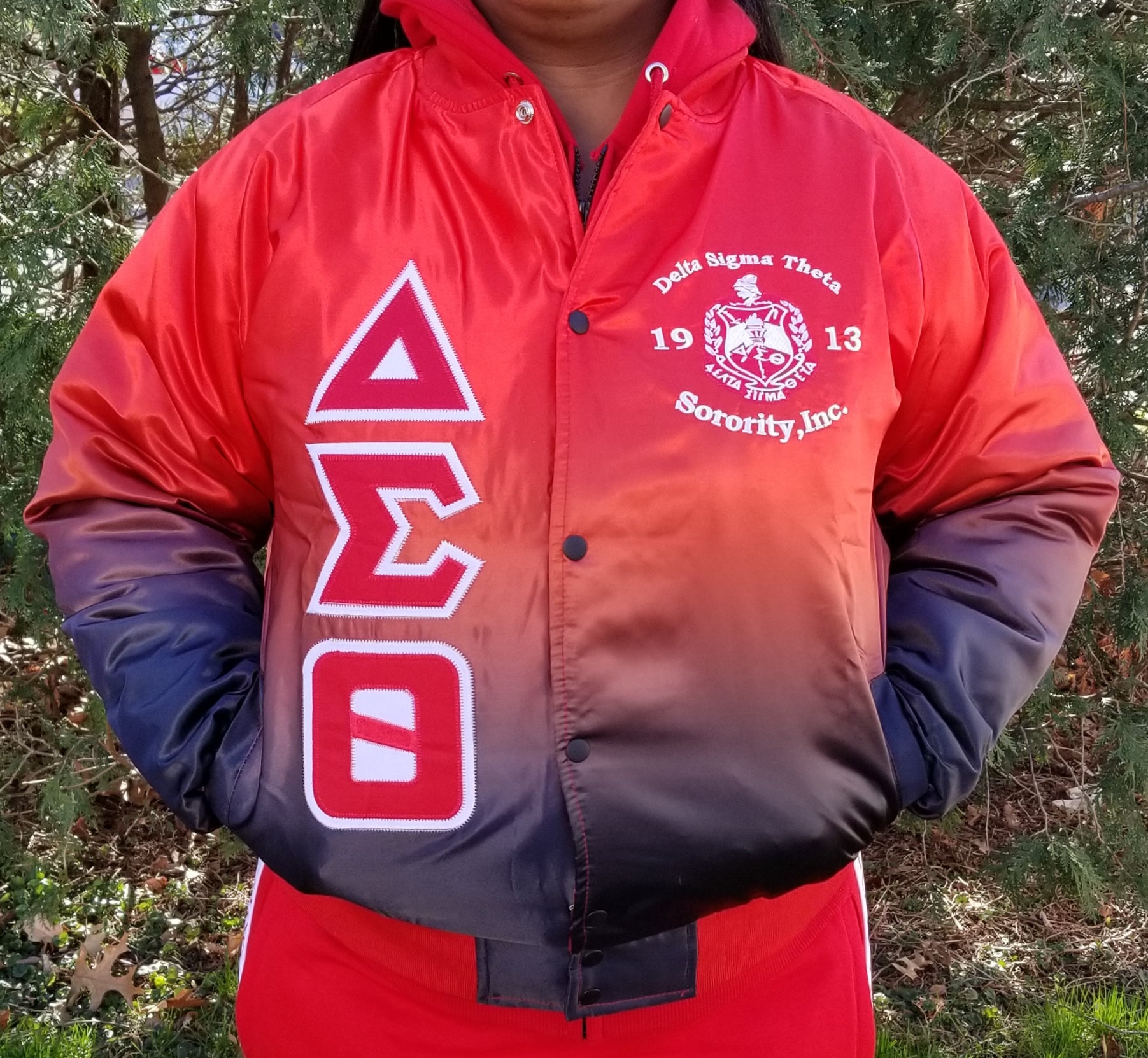 Delta Ombré Red Bomber Jacket