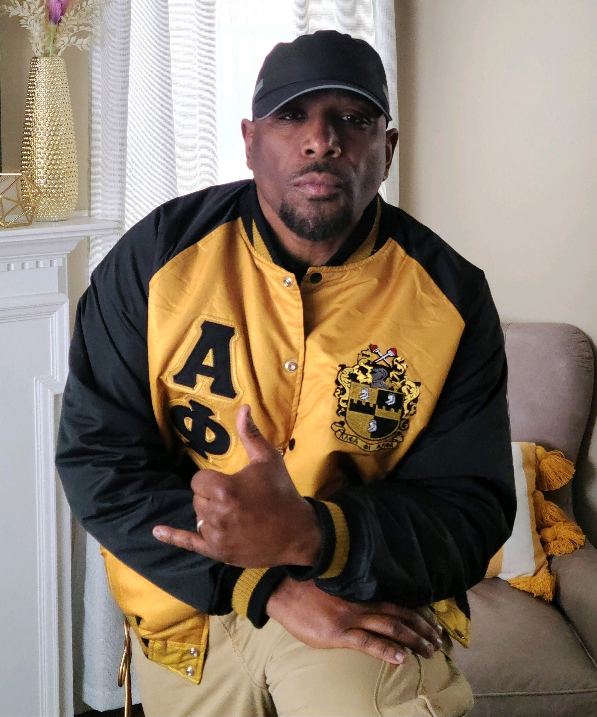 Alpha Old Gold Bomber Jacket Custom Lining