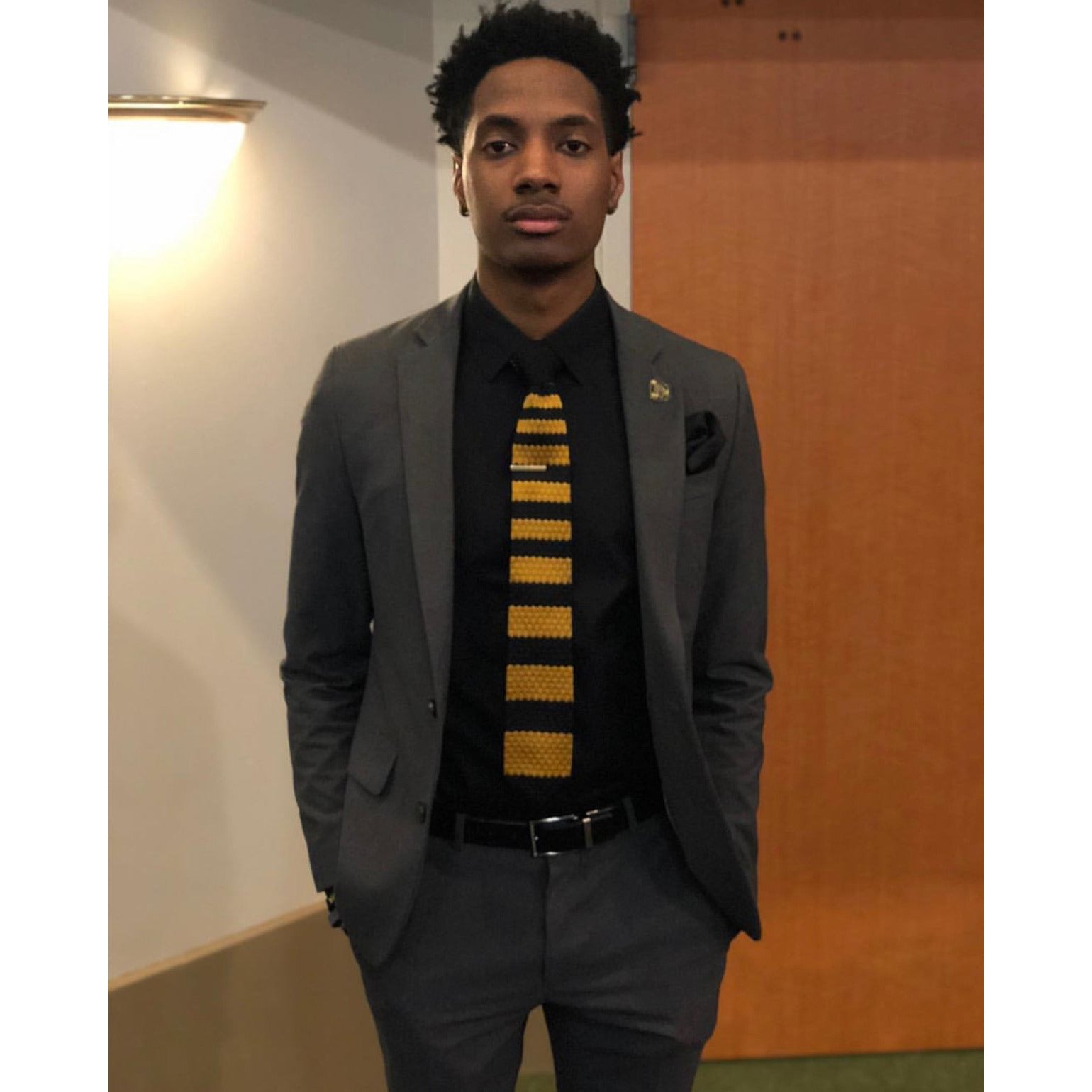 Black and Old Gold (Alpha Inspired) Knit Tie