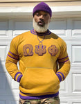 Omega Gold Stripe Letter Chenille Crewneck