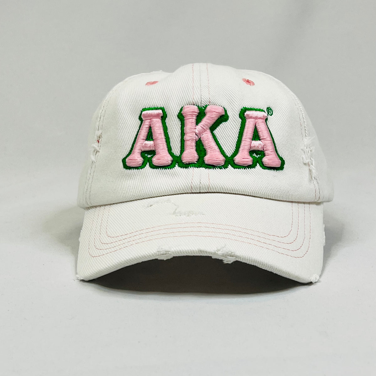 AKA White Denim Distressed Hat