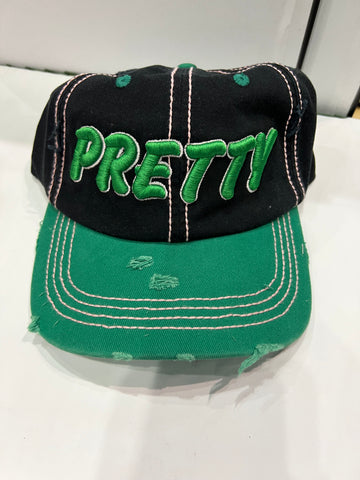 “PRETTY GIRL” Black & Green Hat