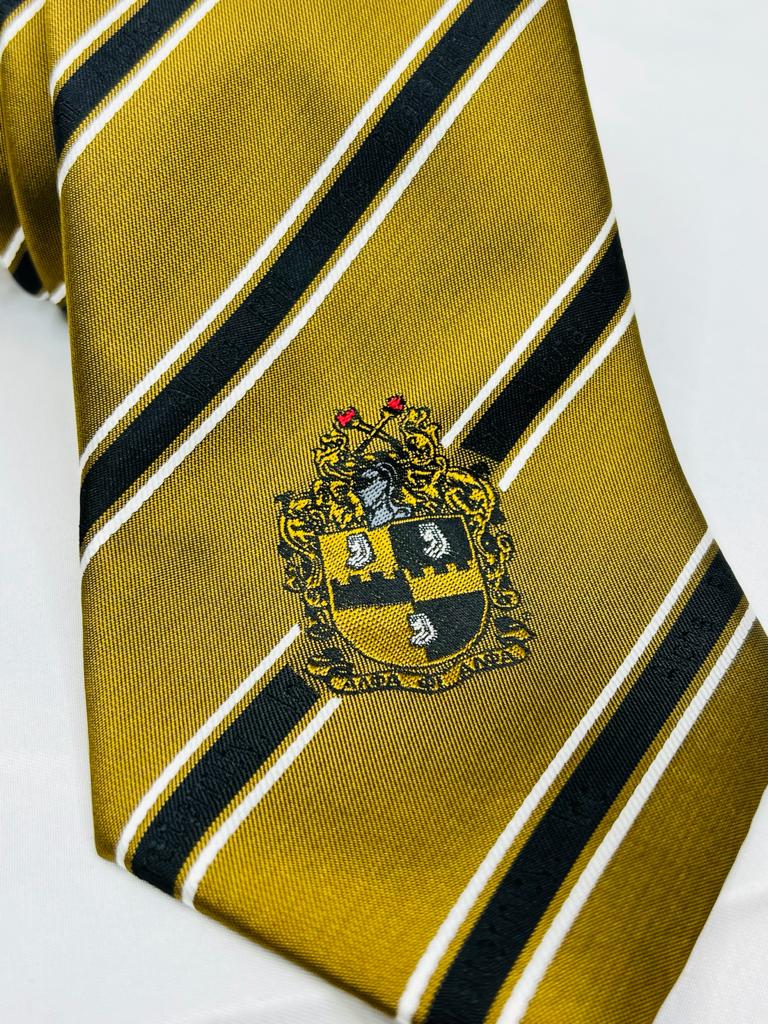 Black and Old Gold Alpha Monogram Tie