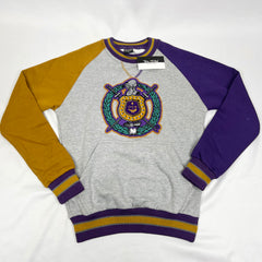 Omega Grey Purple Crest Chenille Crewneck