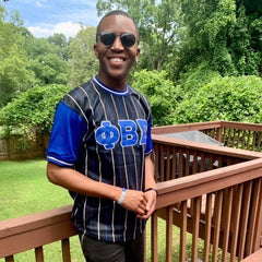 Black Phi Beta Sigma Pinstripe Baseball Jersey