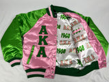 AKA Pink Satin Bomber Jacket