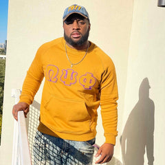 Omega Gold Letter Chenille Crewneck