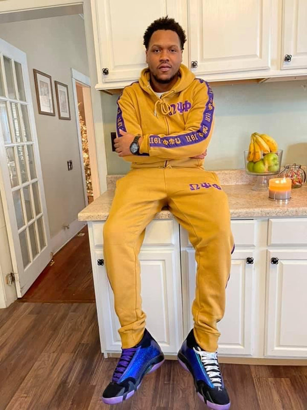 Omega Psi Phi Gold Tapered Sweatsuit Joggers