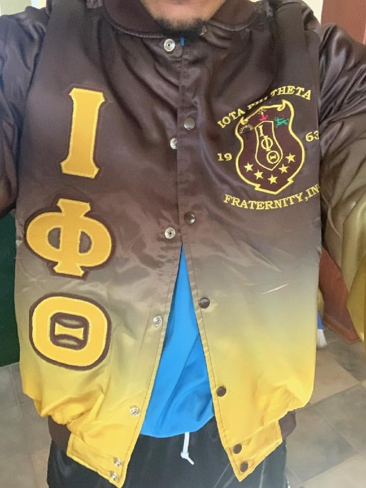 Faded Iota Phi Theta Bomber Jacket