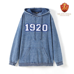 Zeta 1920 Chenille Dark Washed Denim Hoodie