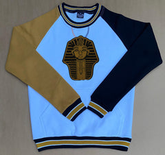 Alpha White Opposite Sleeve Pharaoh Chenille Crewneck