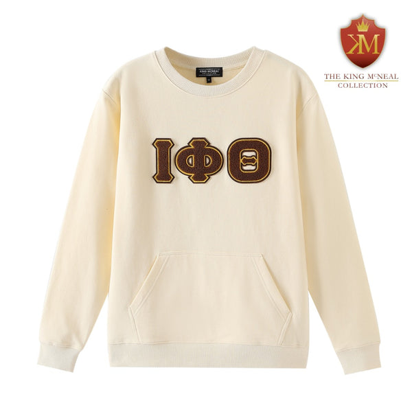 Iota Phi Theta Cream Chenille Pocket Crewneck