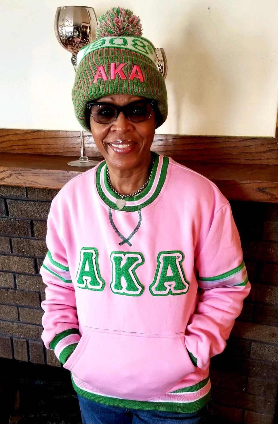 AKA Pink Stripe Chenille Crewneck (Unisex Size)