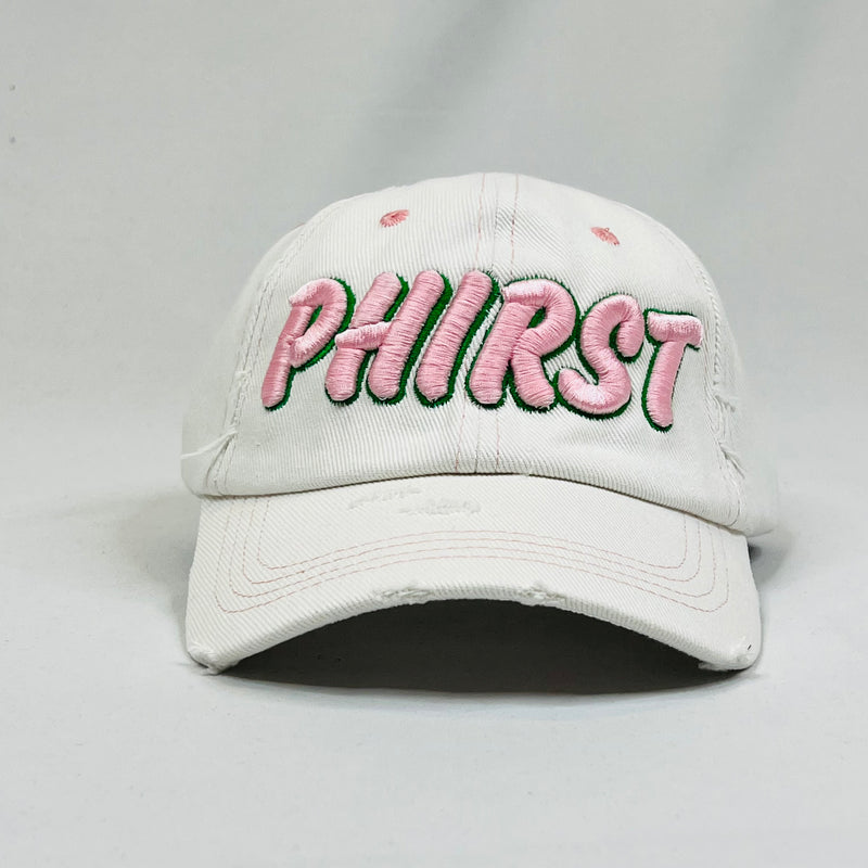 Phirst White Denim Distressed Hat