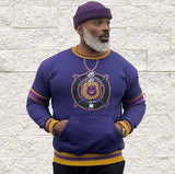 Omega Purple Stripe Crest Chenille Crewneck