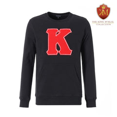 Chenille Kappa “K” Black Pocket Crewneck