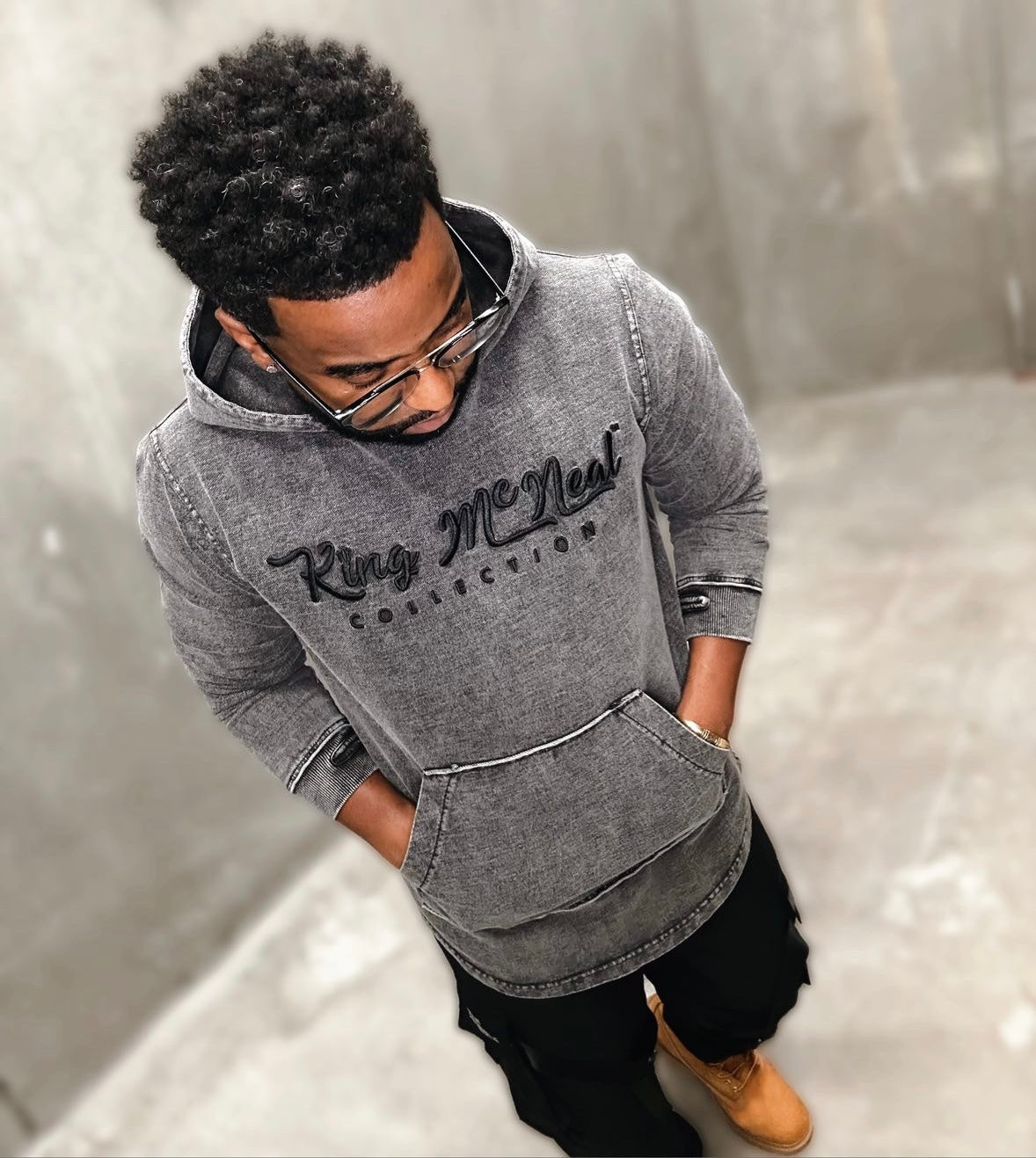 King McNeal Elongated Black Denim Hoodie