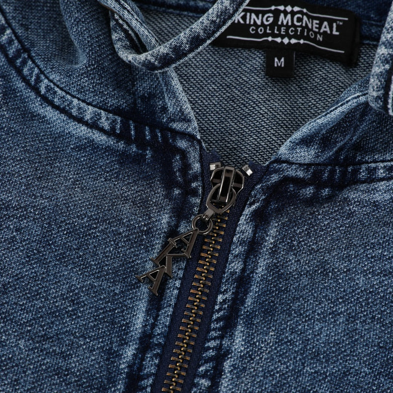 AKA Chenille Dark Washed Full Zip Denim Hoodie