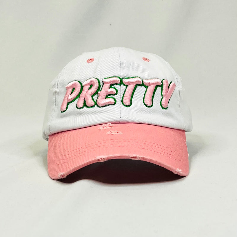 “PRETTY GIRL” White/Pink Hat