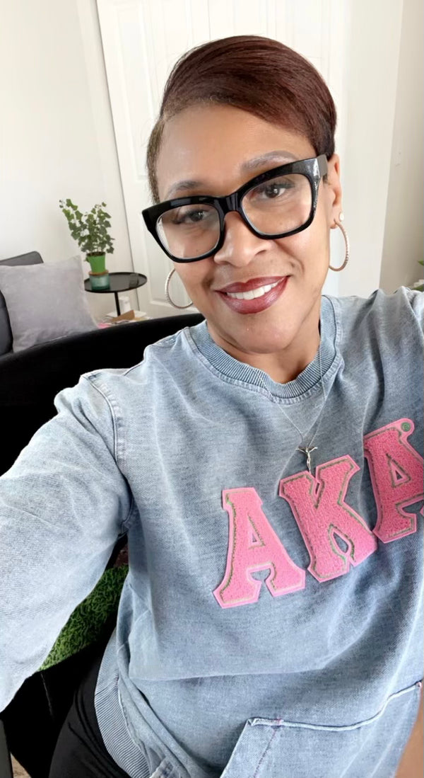 AKA Denim Chenille Crewneck (Unisex Size)