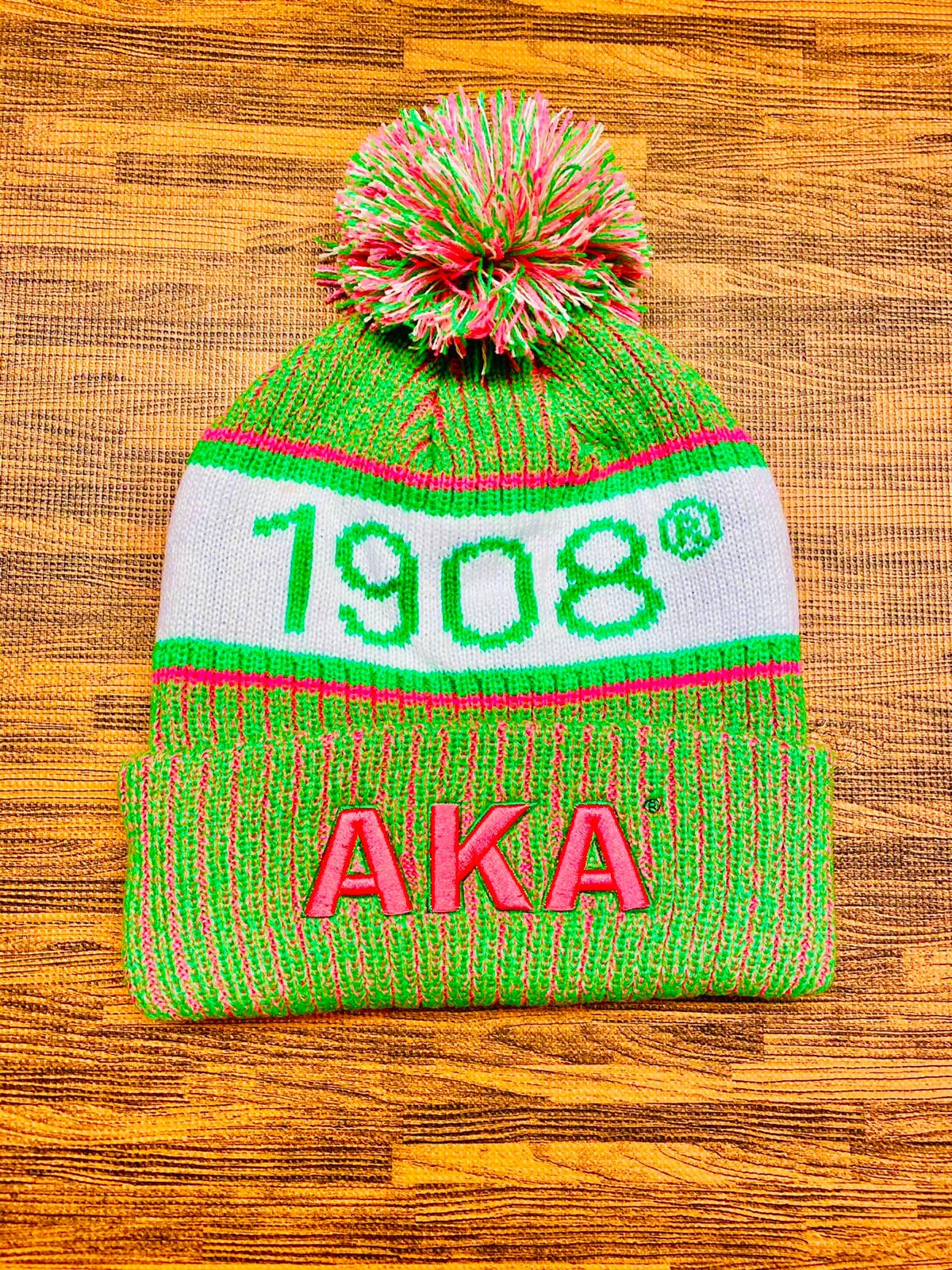 AKA Green Beanie Hat with Pom