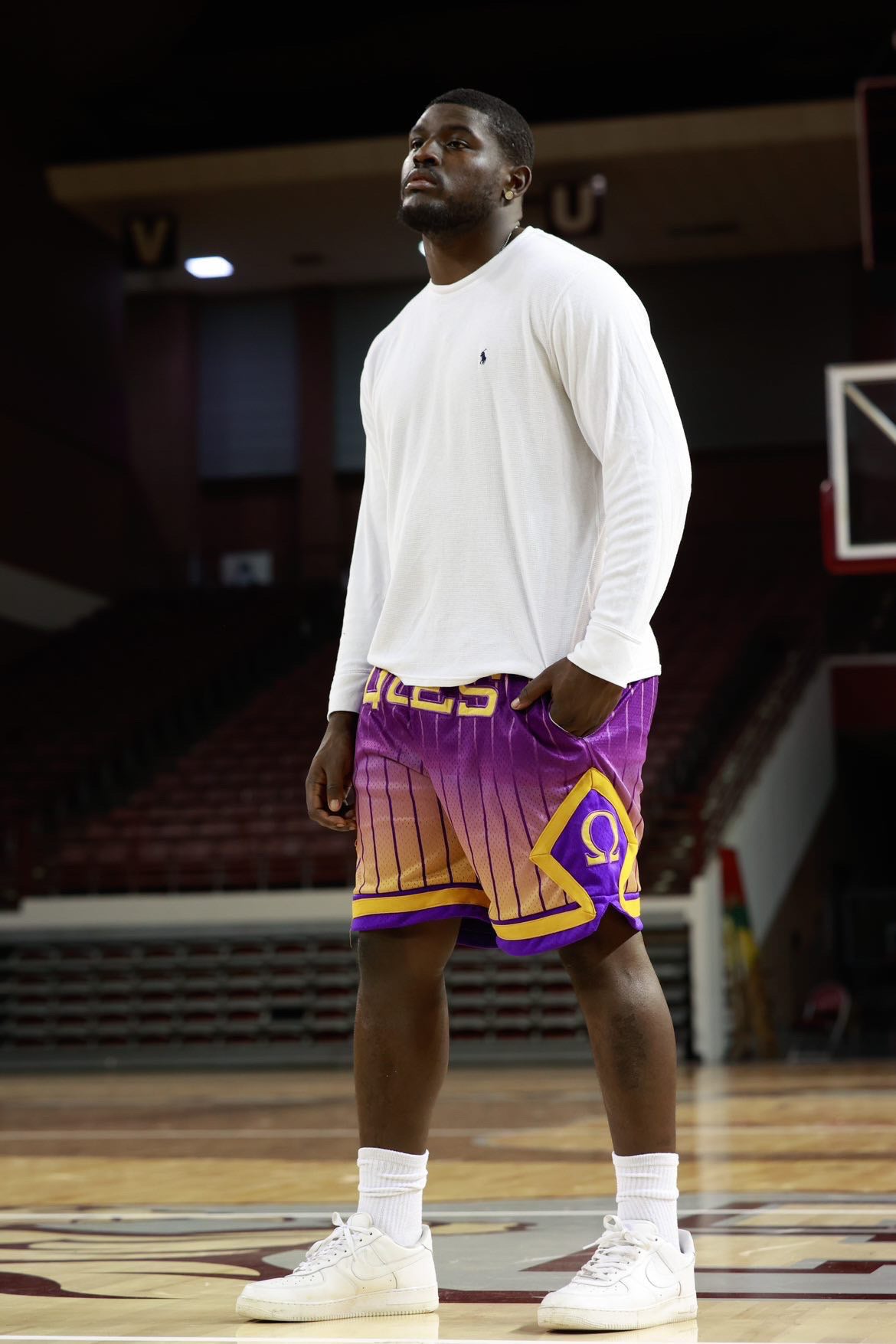 Omega Faded Pinstripe Heavy Mesh Basketball Shorts