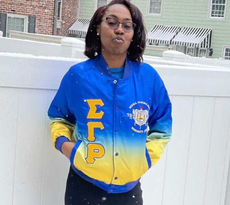 Sigma Gamma Rho Ombré Bomber Jacket