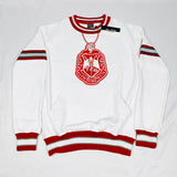 DST White Crest Striped Chenille Crewneck (Unisex Size)