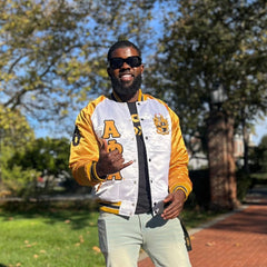 Alpha White Satin Bomber Jacket