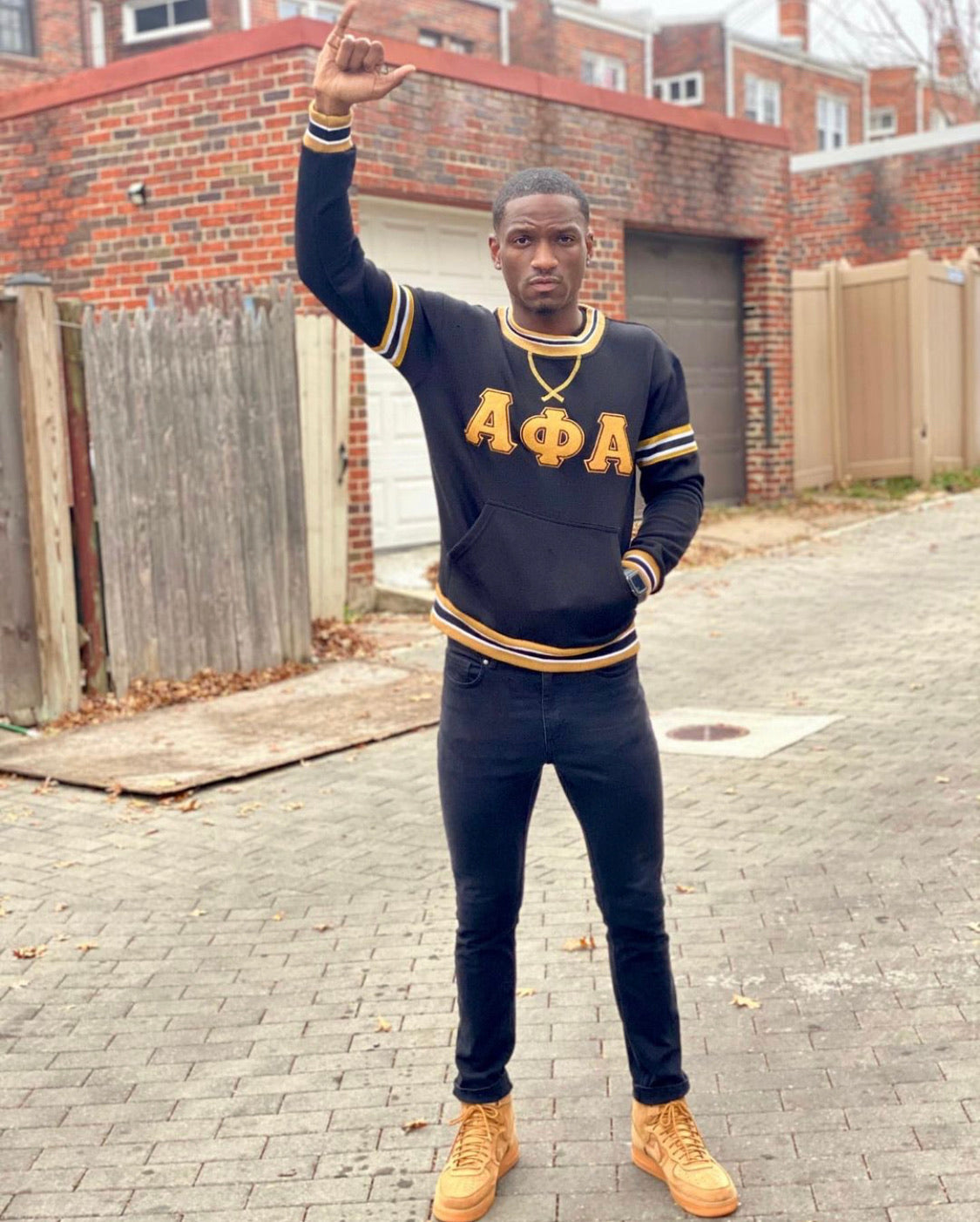 Alpha Black Chenille Crewneck