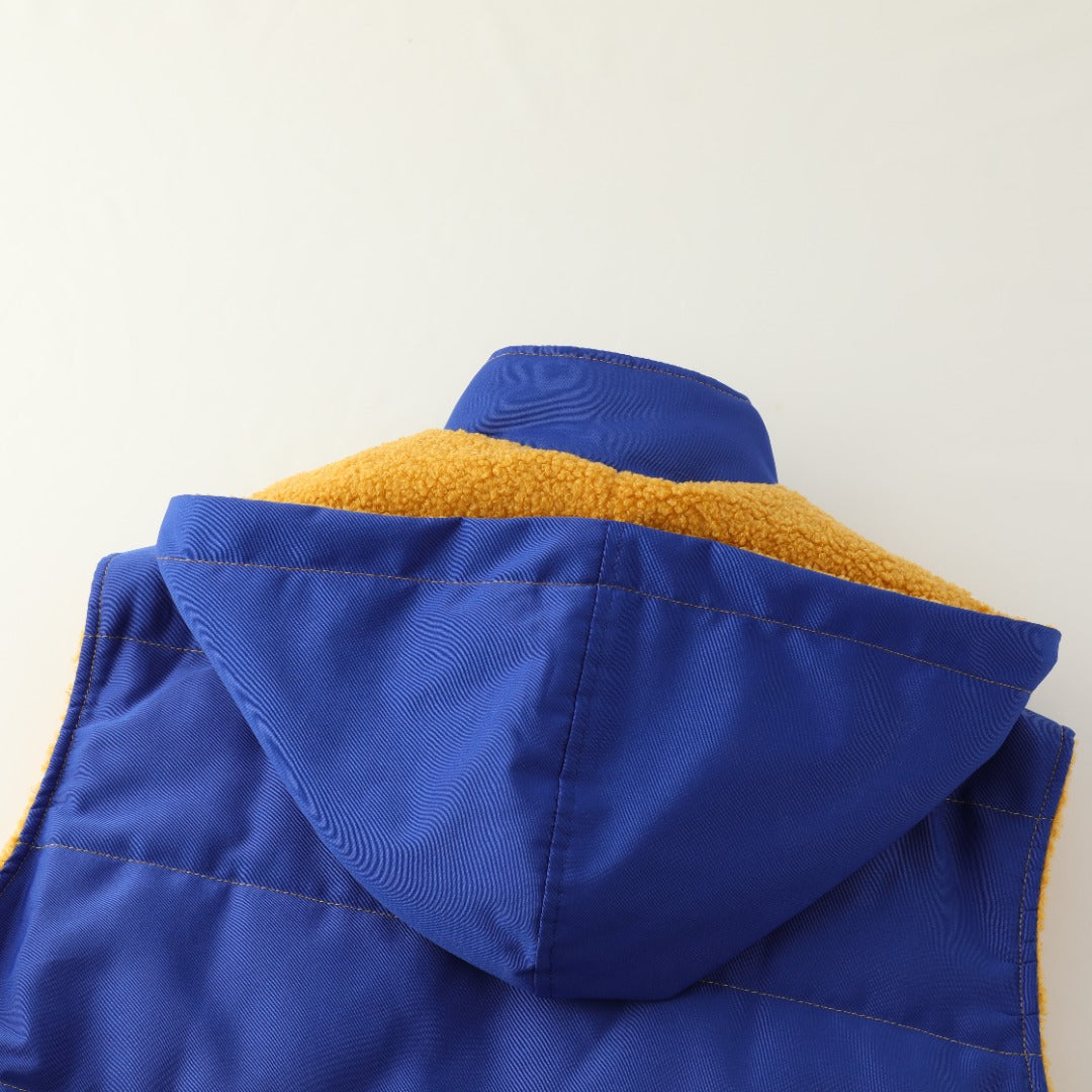 SGRho Hooded Puffer Vest Sherpa Lining