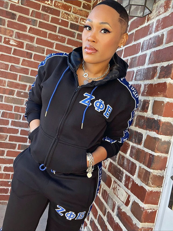 Zeta Black Tapered Sweatsuit Jacket (Unisex Size)